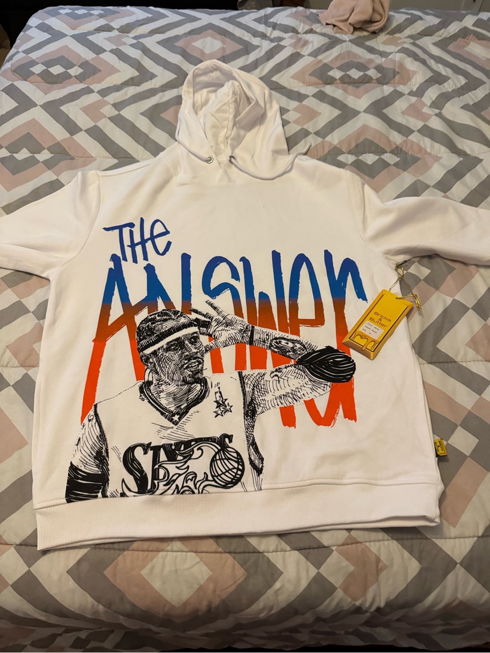 Bricks & Butter Allen Iverson Men’s White Fleece Hoodie